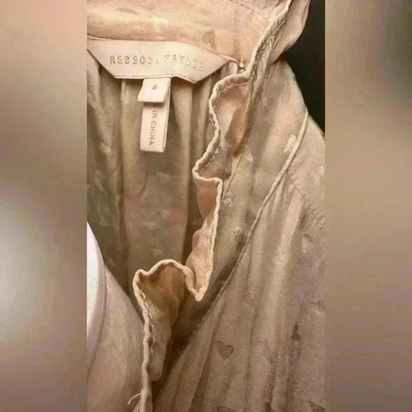 Rebecca Taylor Silk Jacquard Heart Ruffle Blouse - Size 6 - Picture 7 of 7